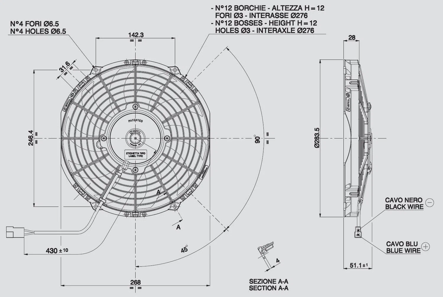 Spal 30100435 Puller Fan 10In Low Profile Curved Blade - 802cfm